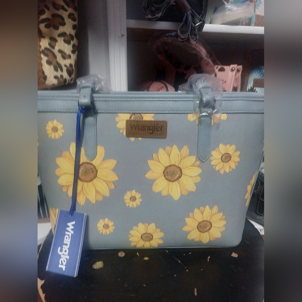 Wrangler Gray and Yellow Sunflower Tote Bag